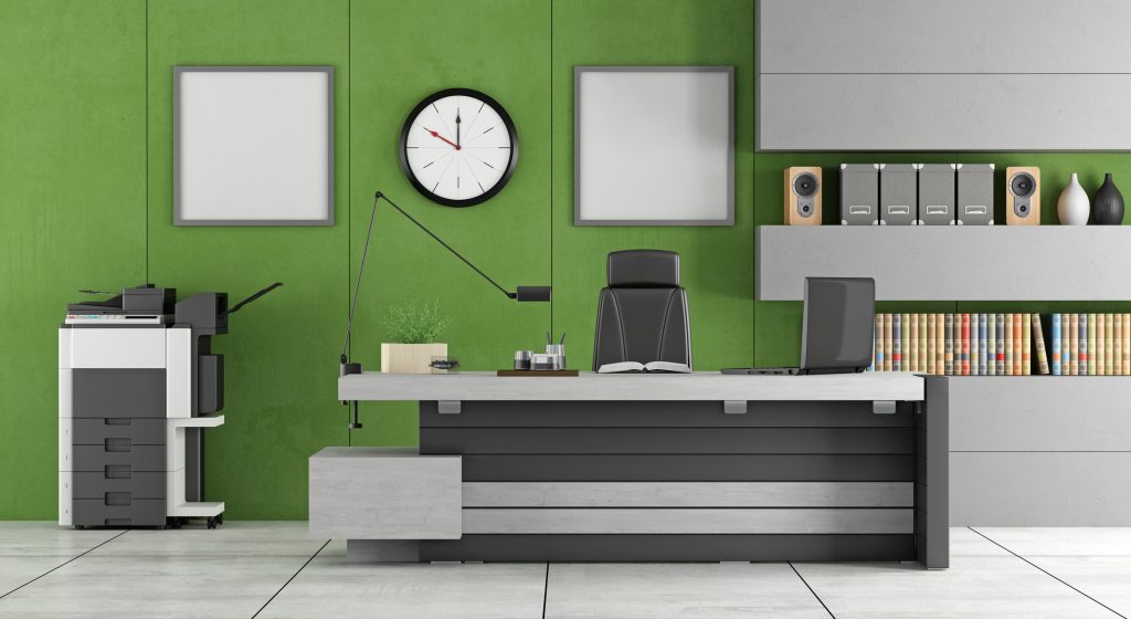 office with green walls - psychology of the colour green