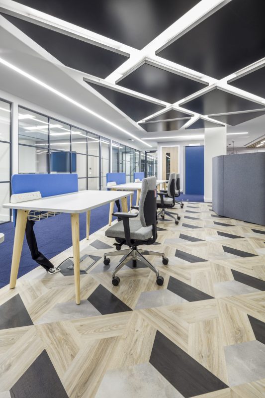 large office fit out and office design in London - hot desks