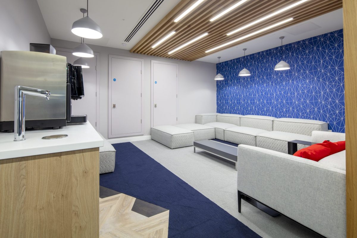 large office fit out and office design in London - lounge area