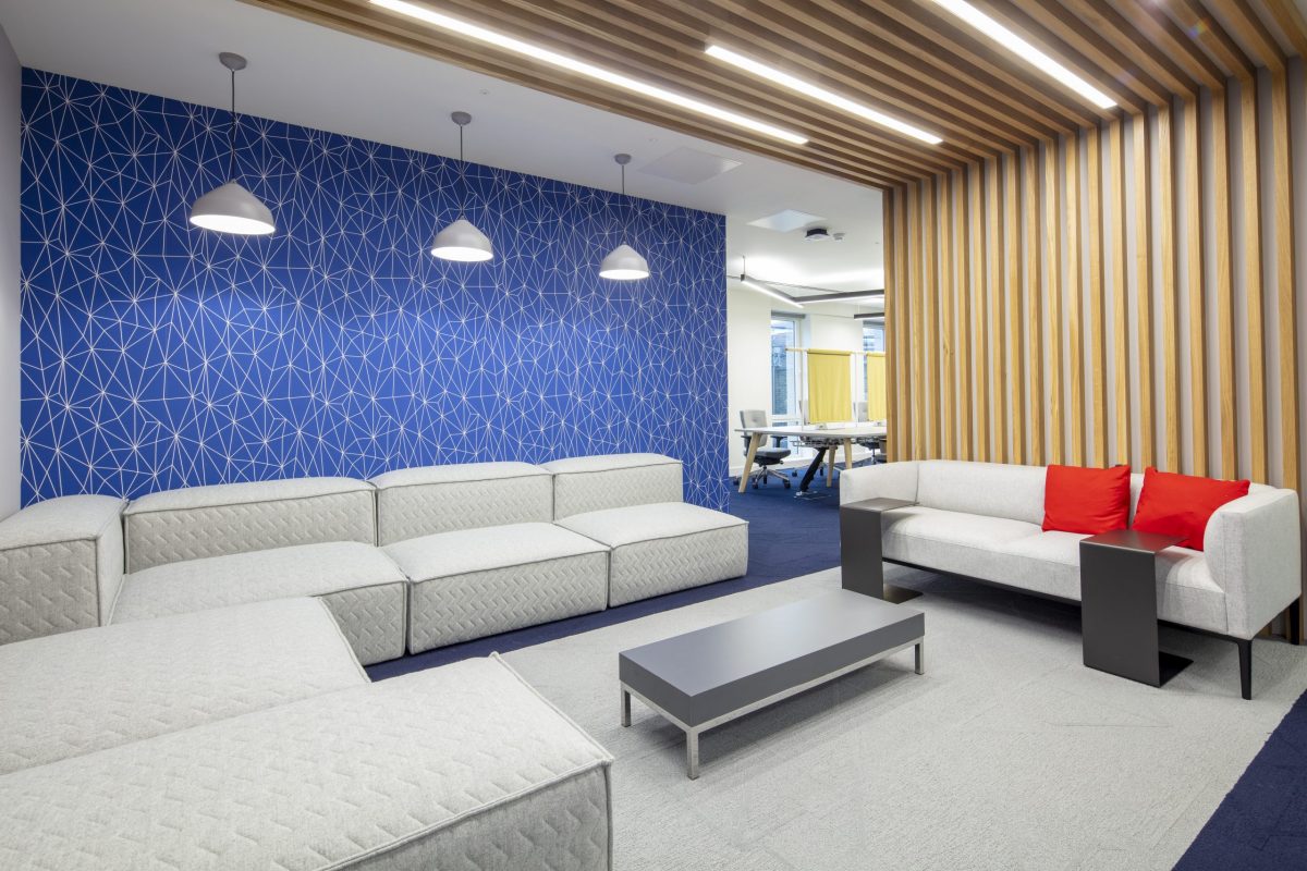 large office fit out and office design in London - lounge area
