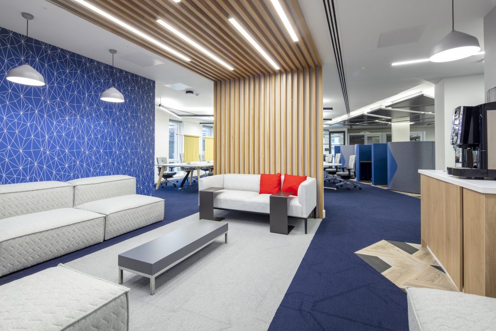 large office fit out and office design in London - lounge area