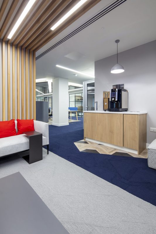large office fit out and office design in London - lounge area