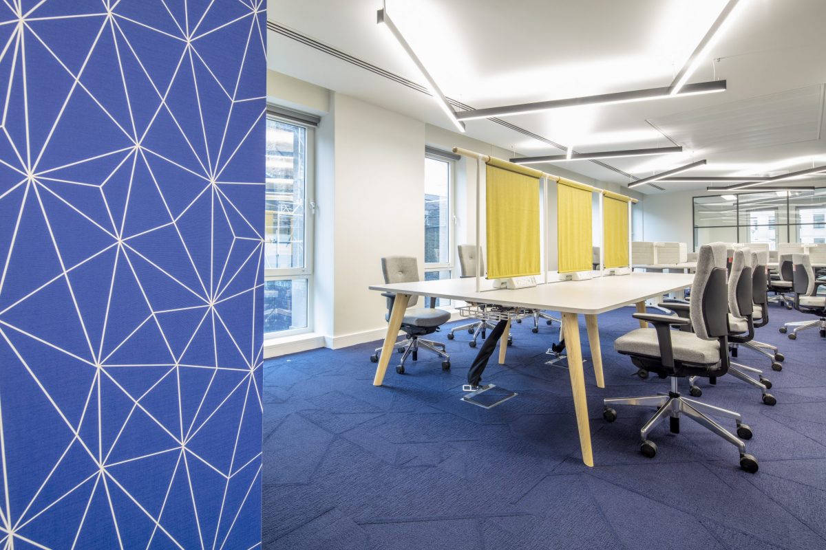 large office fit out and office design in London - hot desks