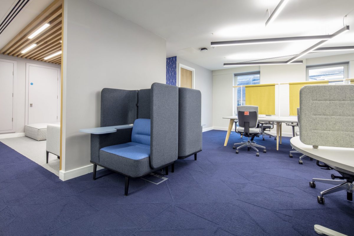 large office fit out and office design in London - secluded seat