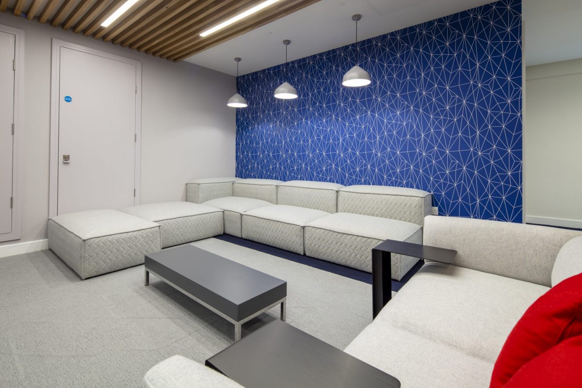 large office fit out and office design in London - lounge area