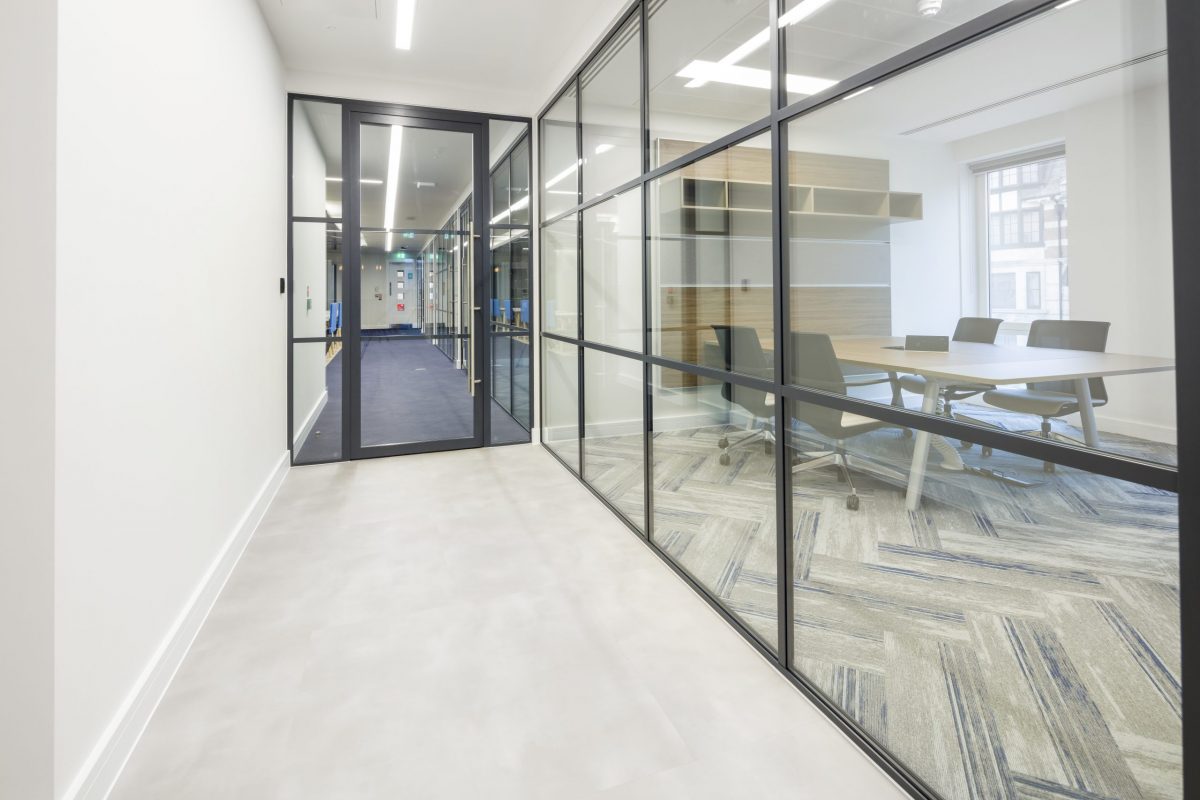 large office fit out and office design in London - hallway
