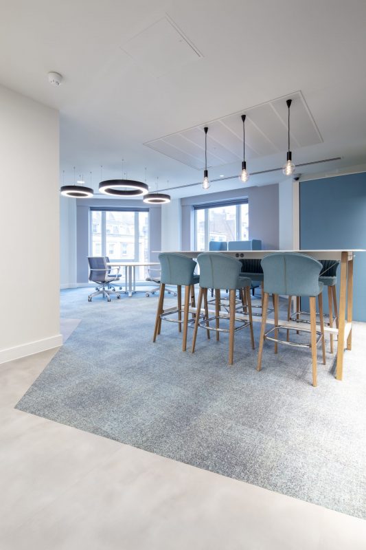 large office fit out and office design in London - communal area