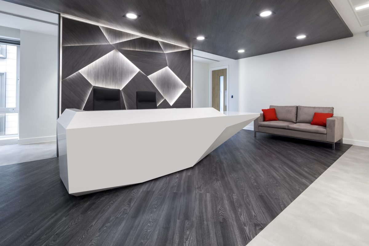 large office fit out and office design in London - reception