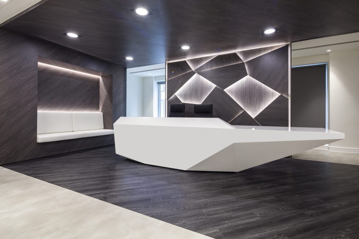 large office fit out and office design in London - reception
