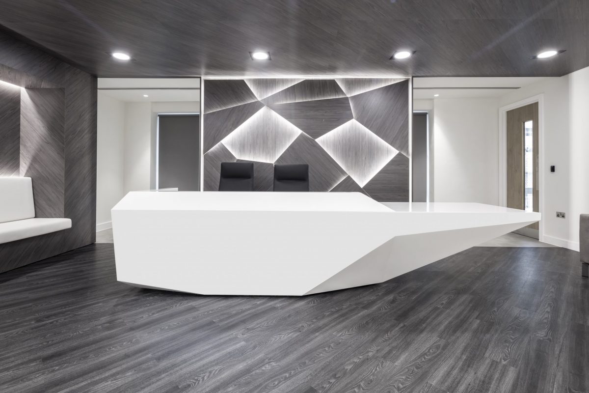 large office fit out and office design in London - reception