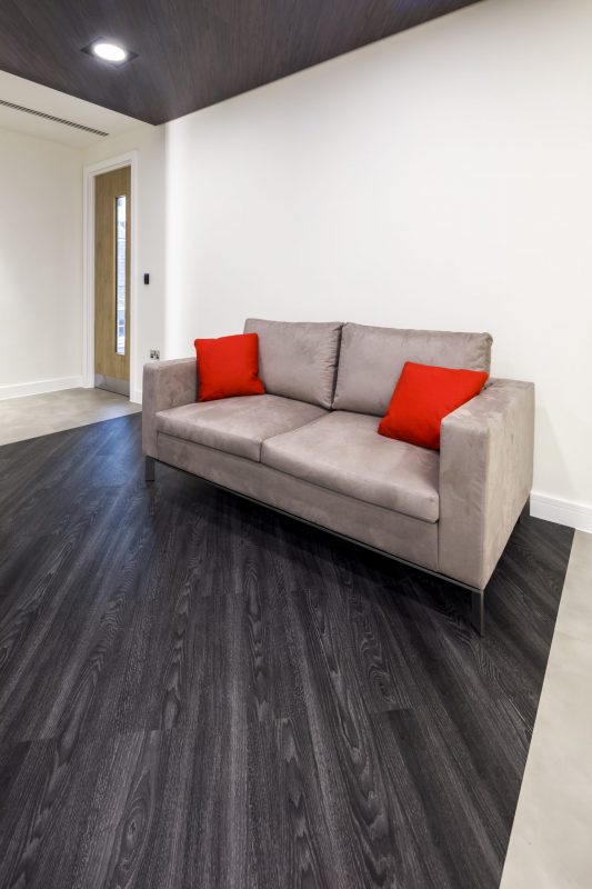 large office fit out and office design in London - sofa area